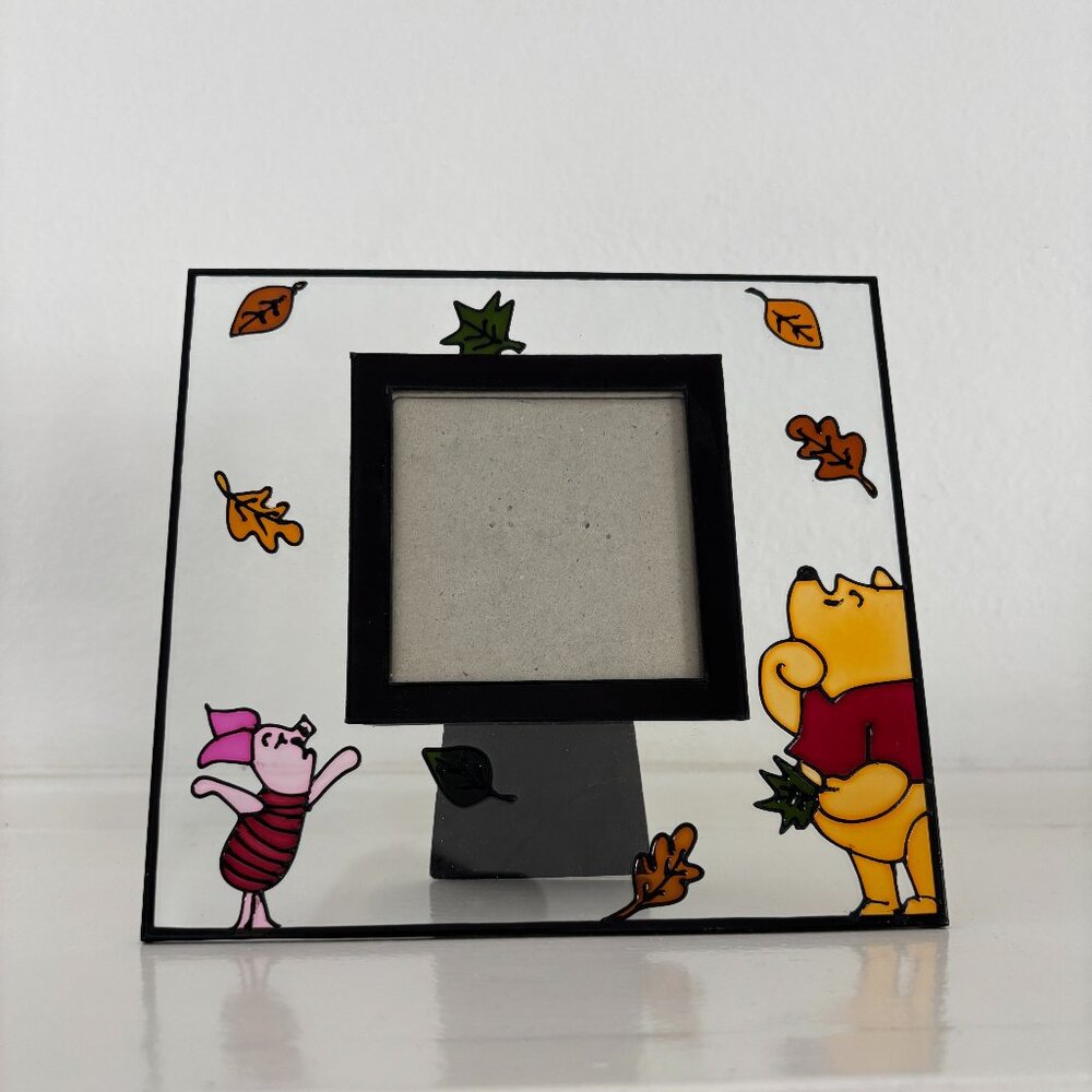 Winnie the Pooh and Piglet Picture Frame - Glass Frame - Fall Leaves - Disney